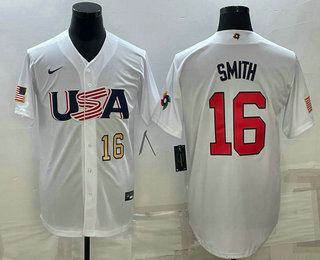 Mens USA Baseball #16 Will Smith Number 2023 White World Baseball Classic Stitched Jerseys->2023 world baseball classic->MLB Jersey